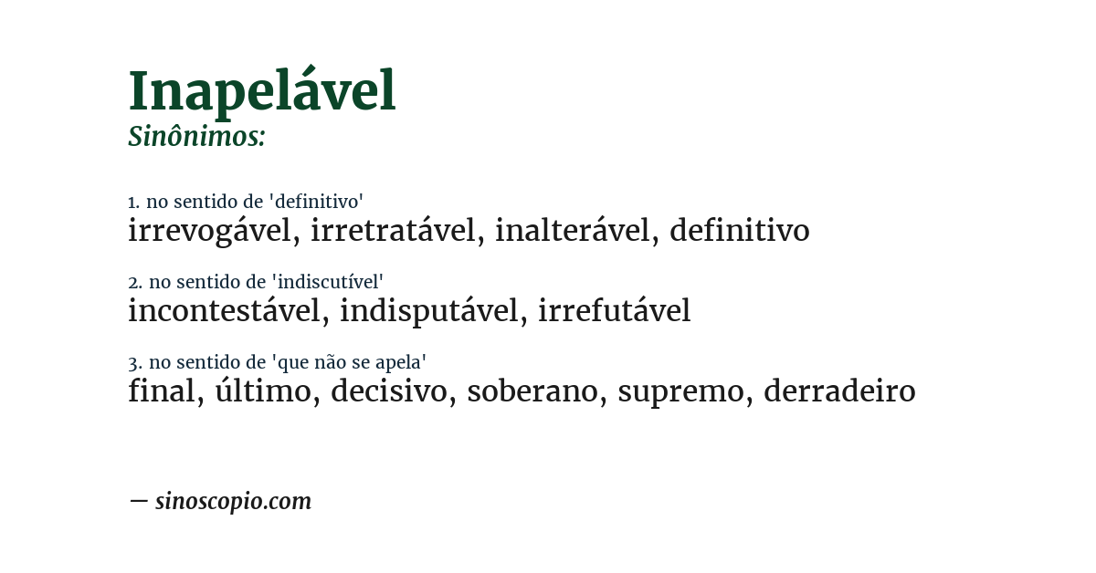 Sinônimo de inapelável