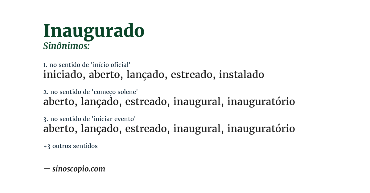 Sinônimo de inaugurado
