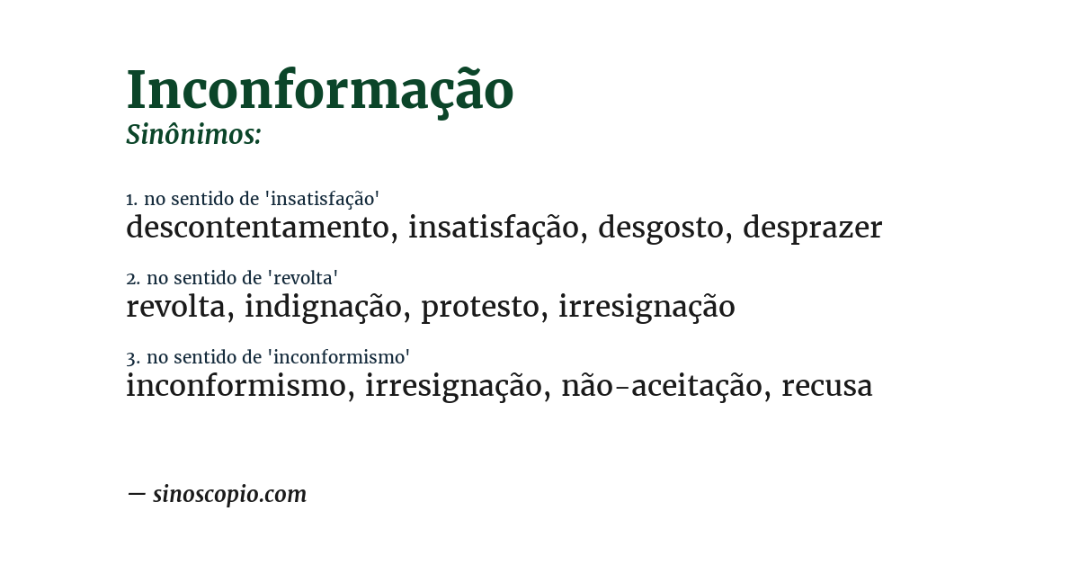 Sinônimo de inconformação