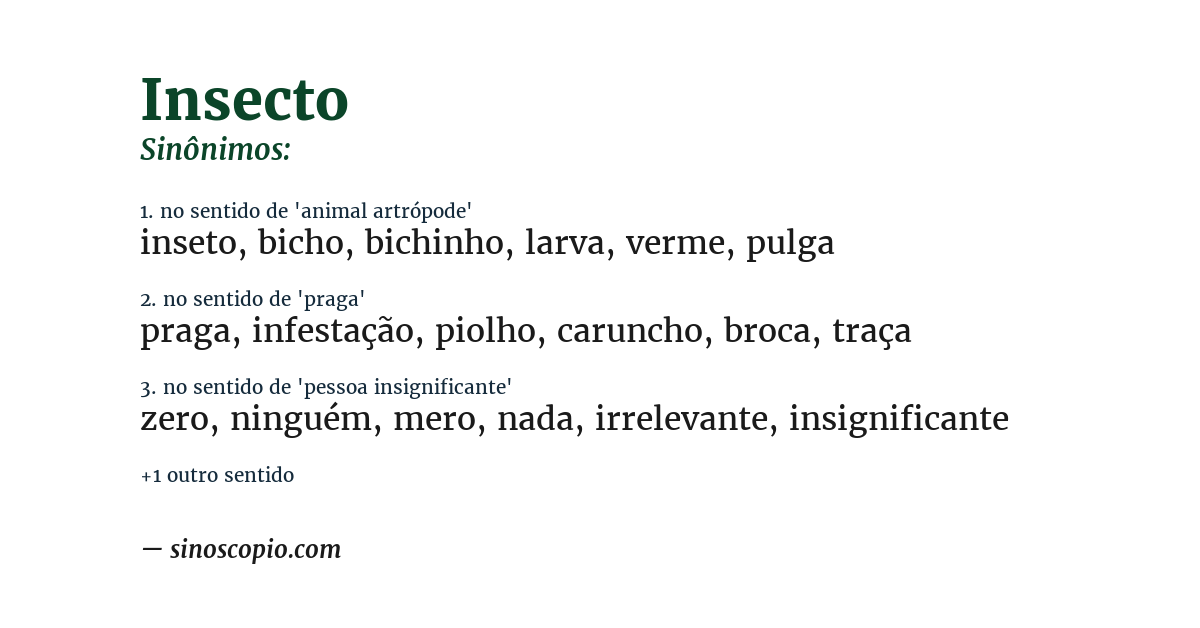 Sinônimo de insecto