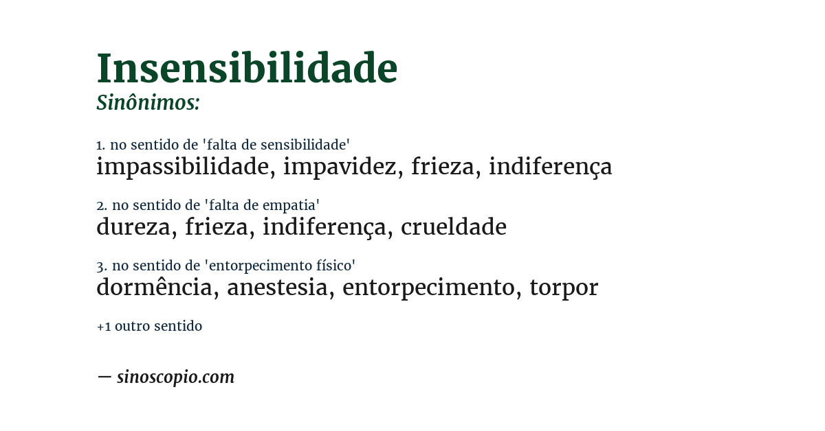 Sinônimo de insensibilidade