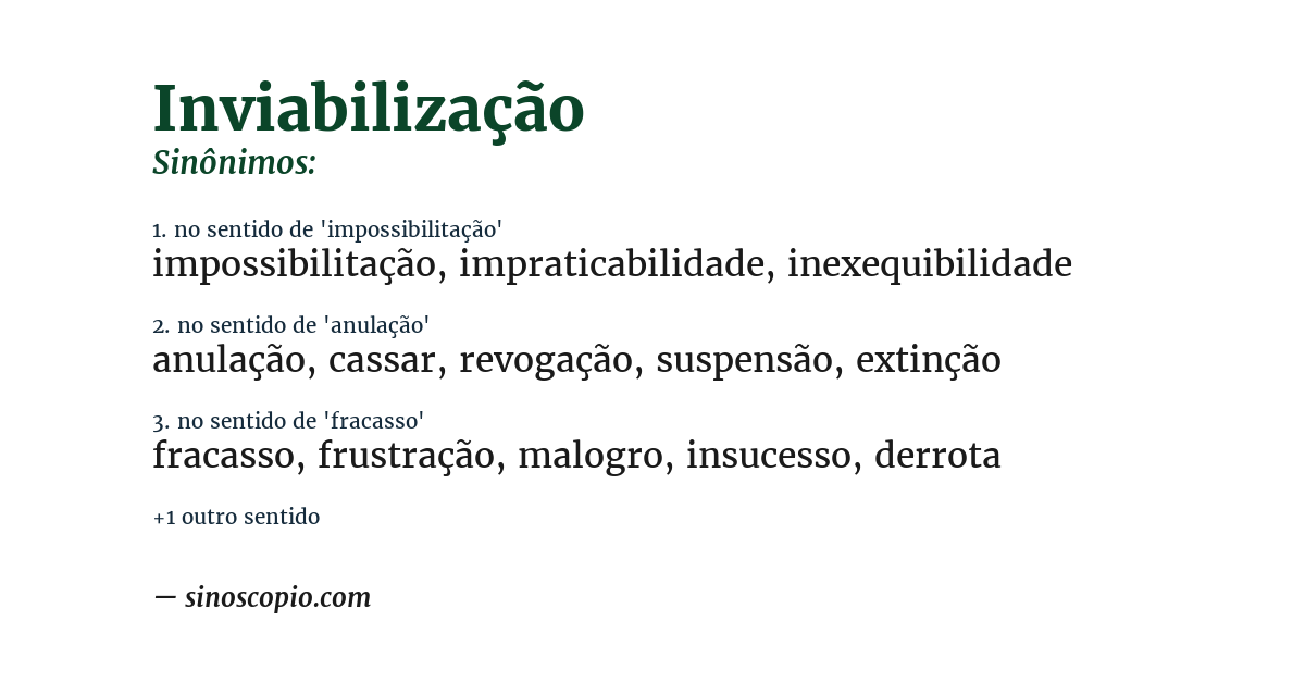 Sinônimo de inviabilização