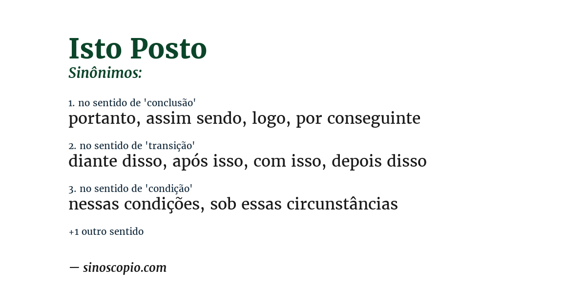 Sinônimo de isto posto