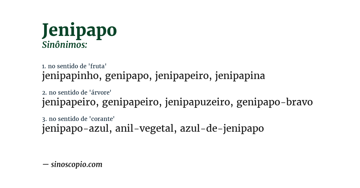 Sinônimo de jenipapo