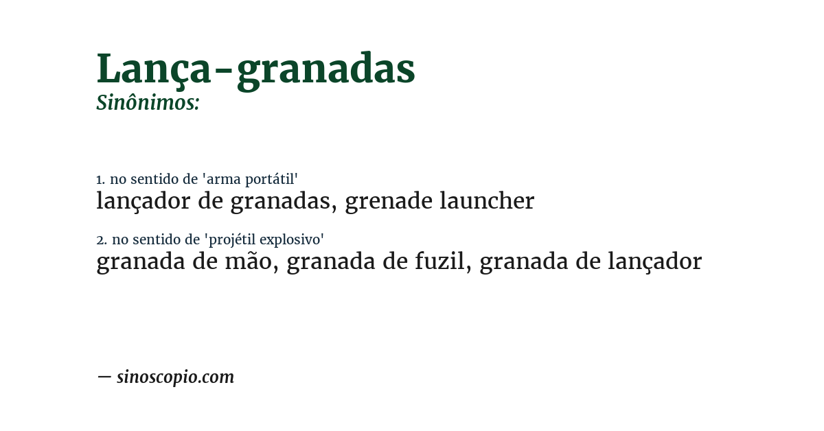 Sinônimo de lança-granadas