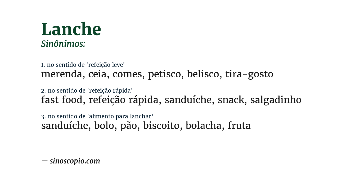 Sinônimo de lanche