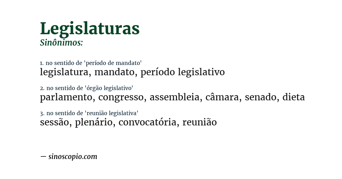 Sinônimo de legislaturas