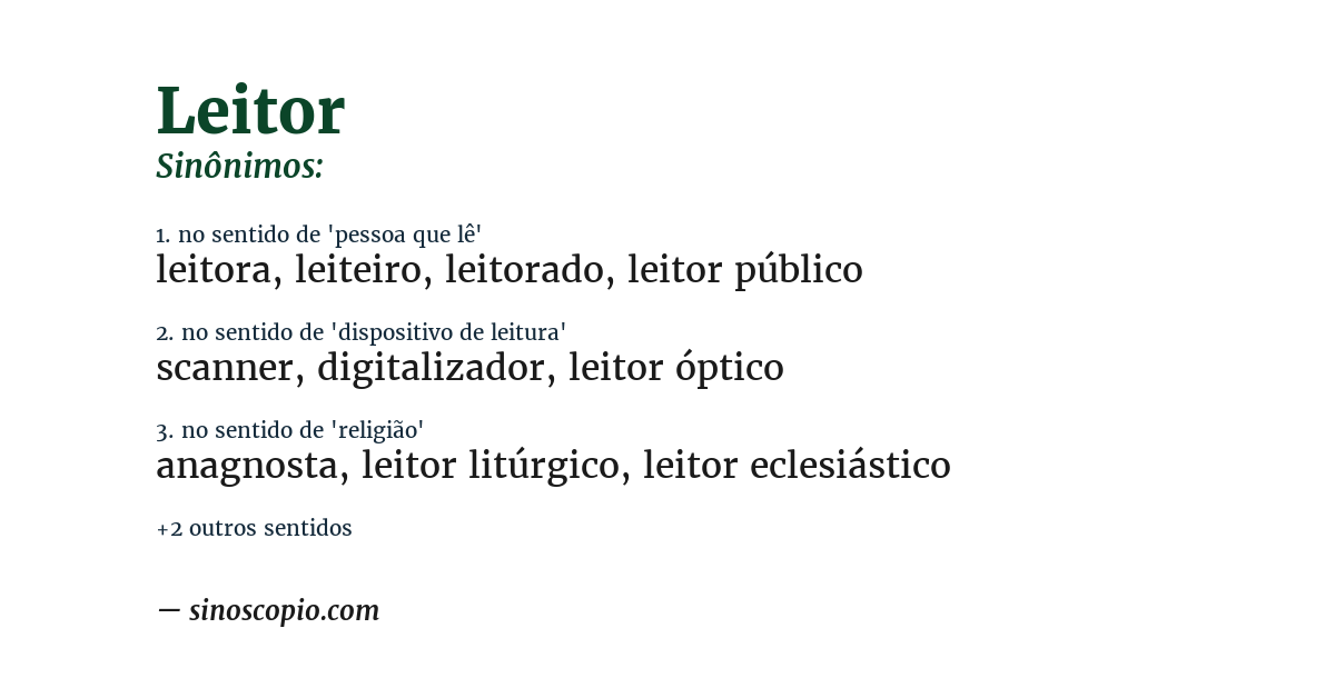 Sinônimo de leitor
