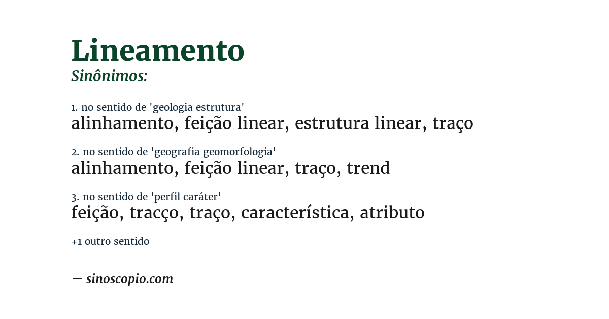 Sinônimo de lineamento