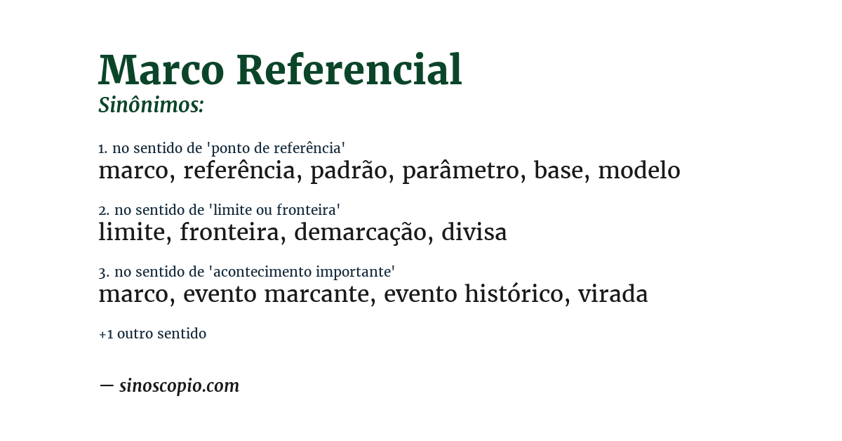 Sinônimo de marco referencial
