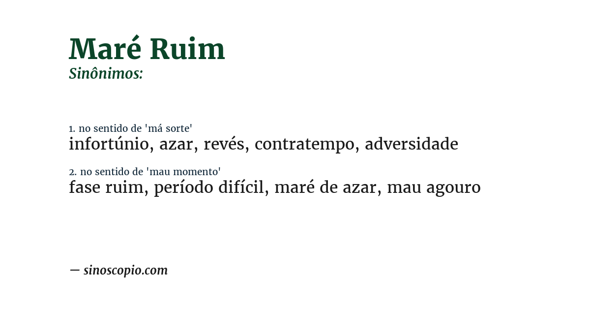 Sinônimo de maré ruim