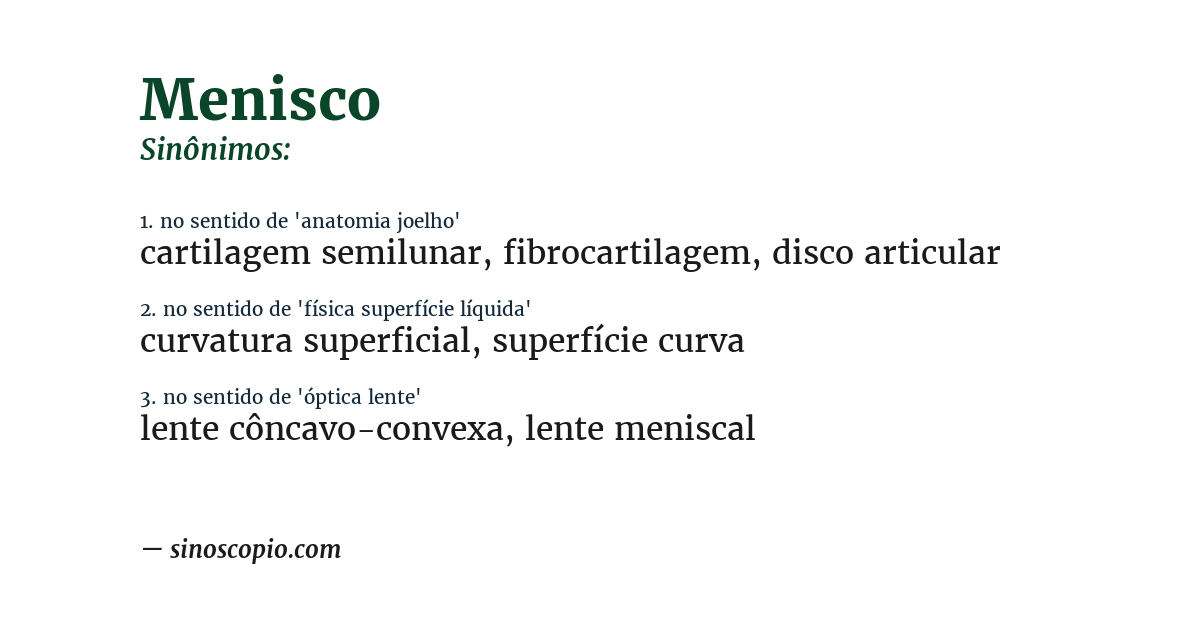 Sinônimo de menisco