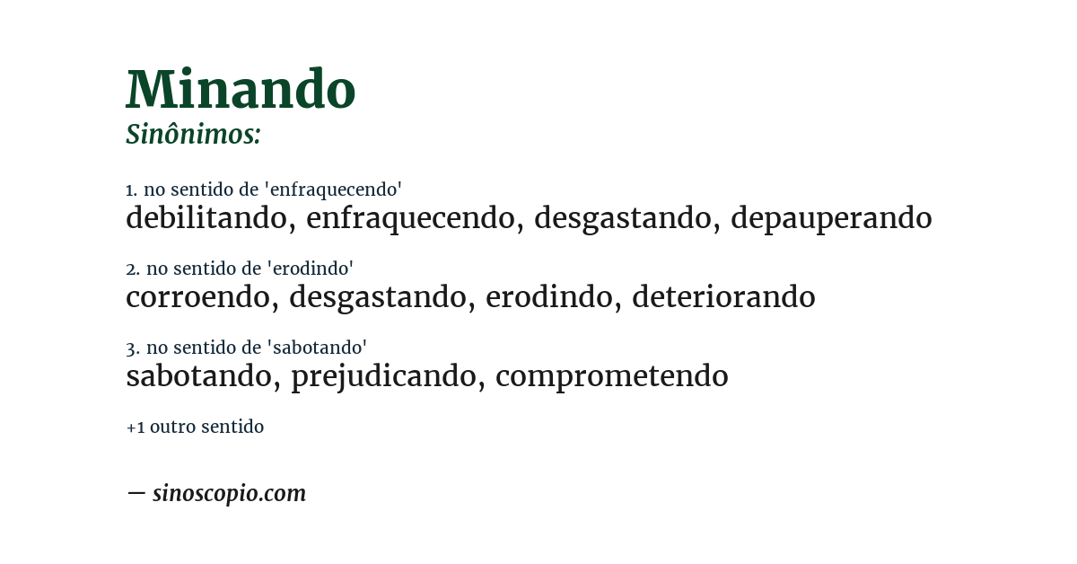Sinônimo de minando