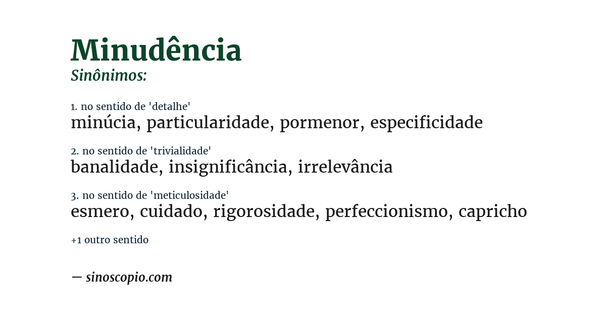 Sinônimo de minudência