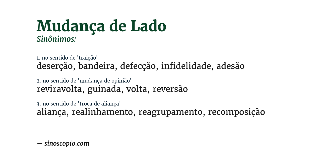 Sinônimo de mudança de lado