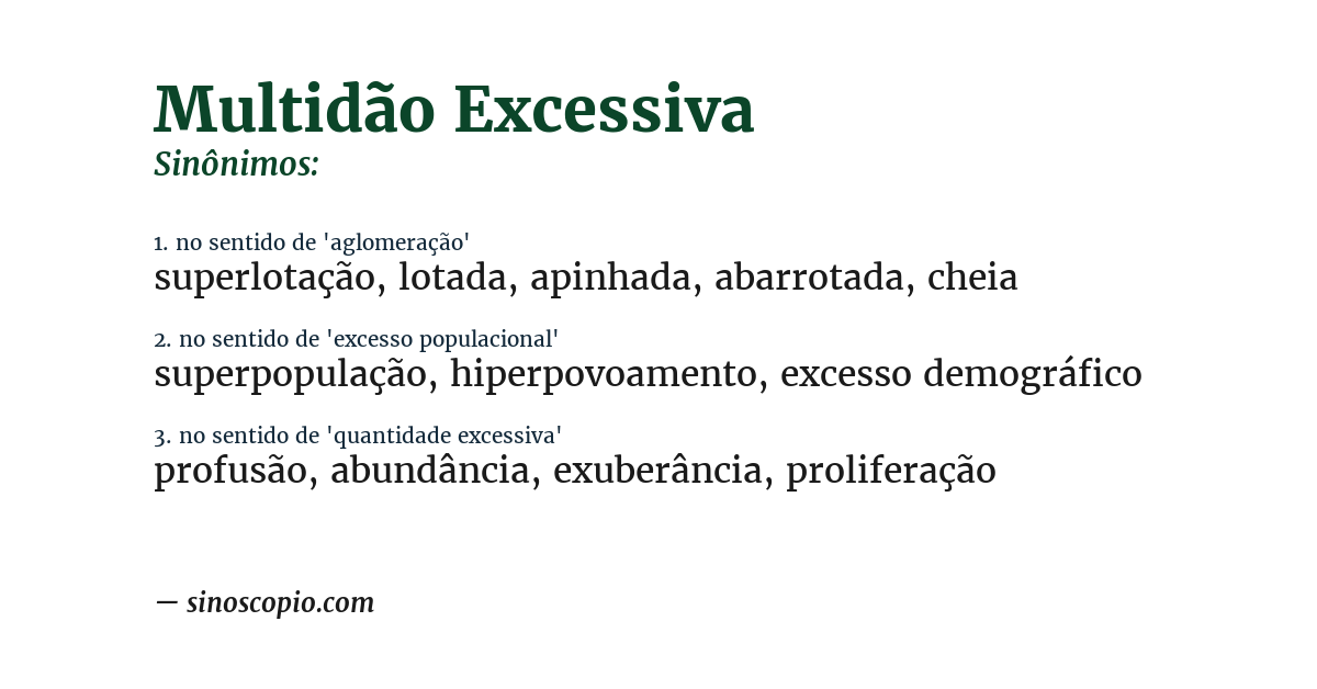 Sinônimo de multidão excessiva