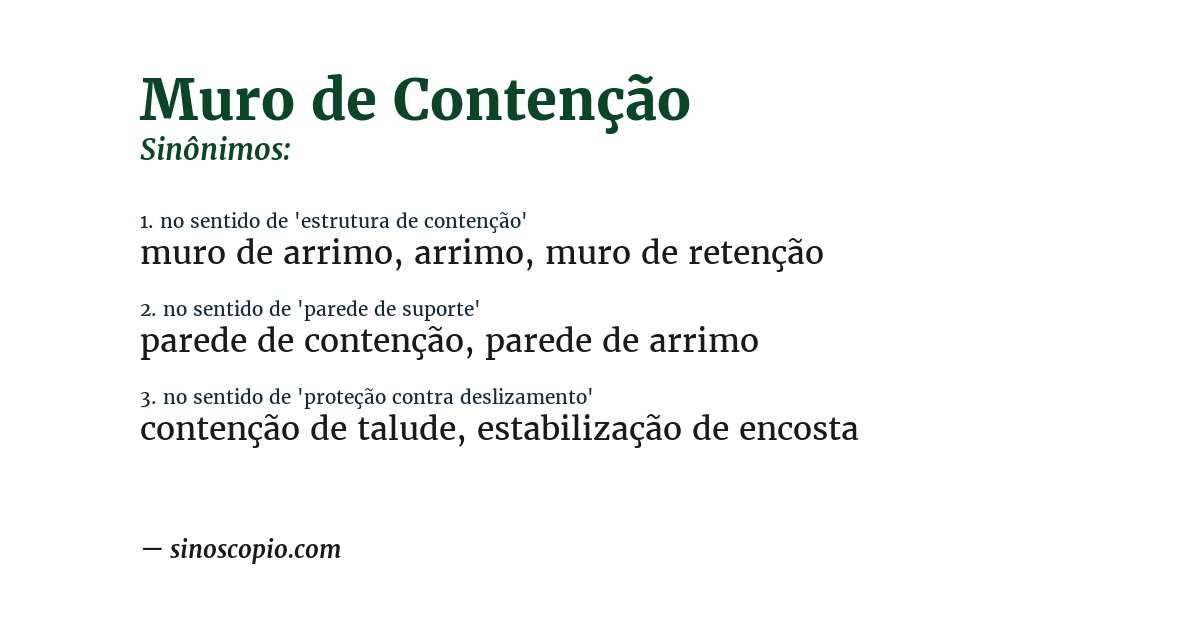 Sinônimo de muro de contenção