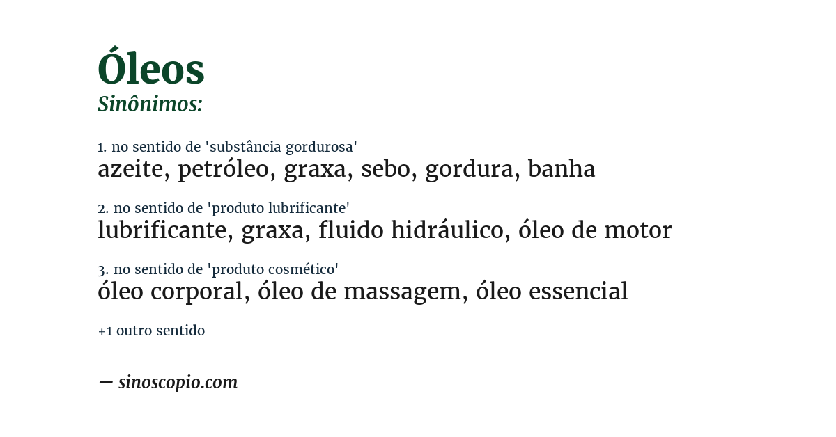 Sinônimo de óleos