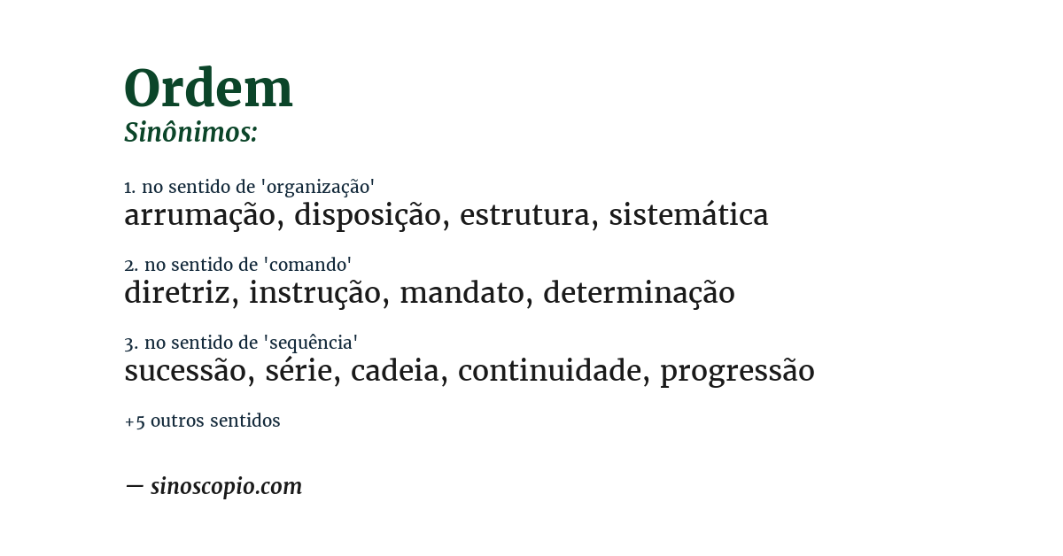 Sinônimo de ordem