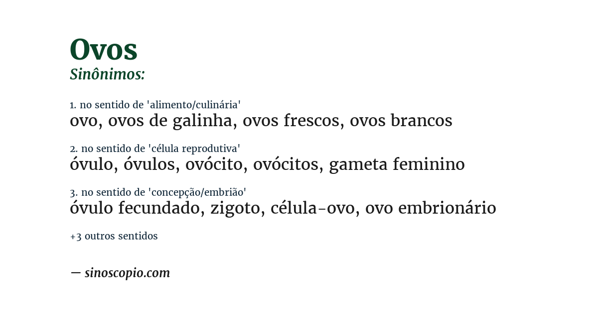 Sinônimo de ovos
