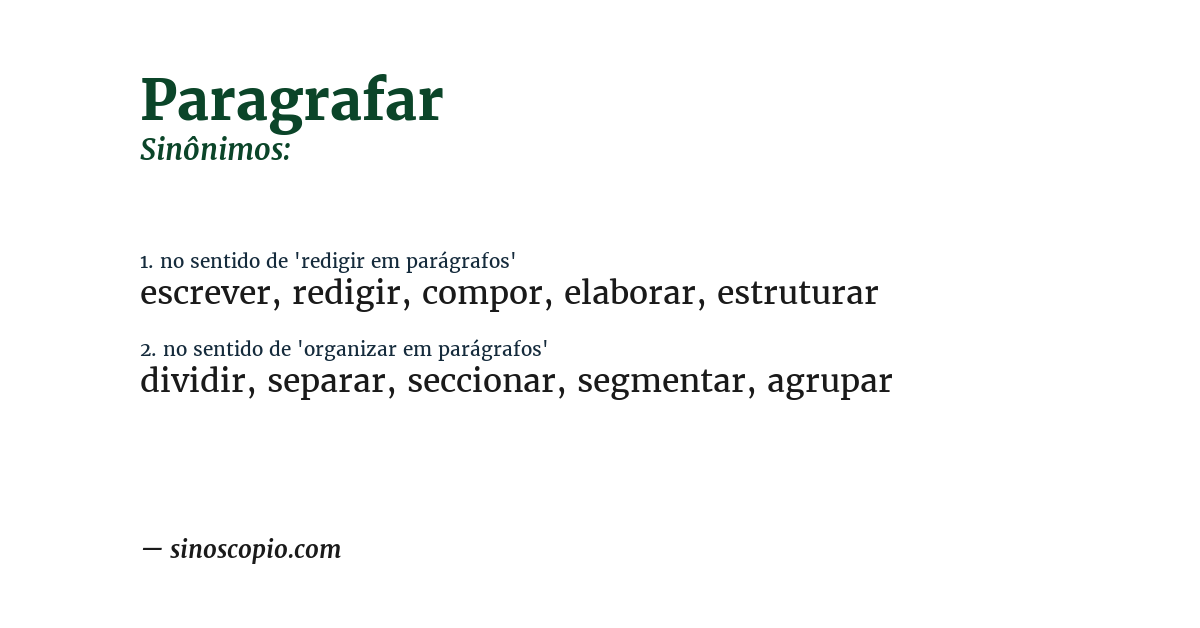 Sinônimo de paragrafar
