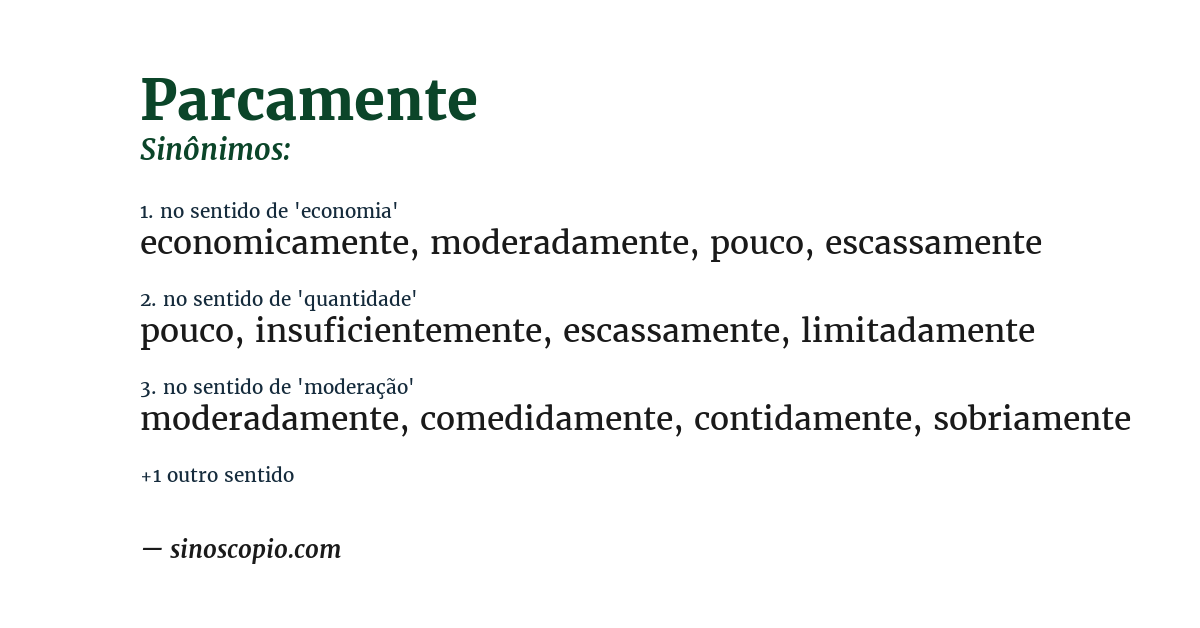 Sinônimo de parcamente