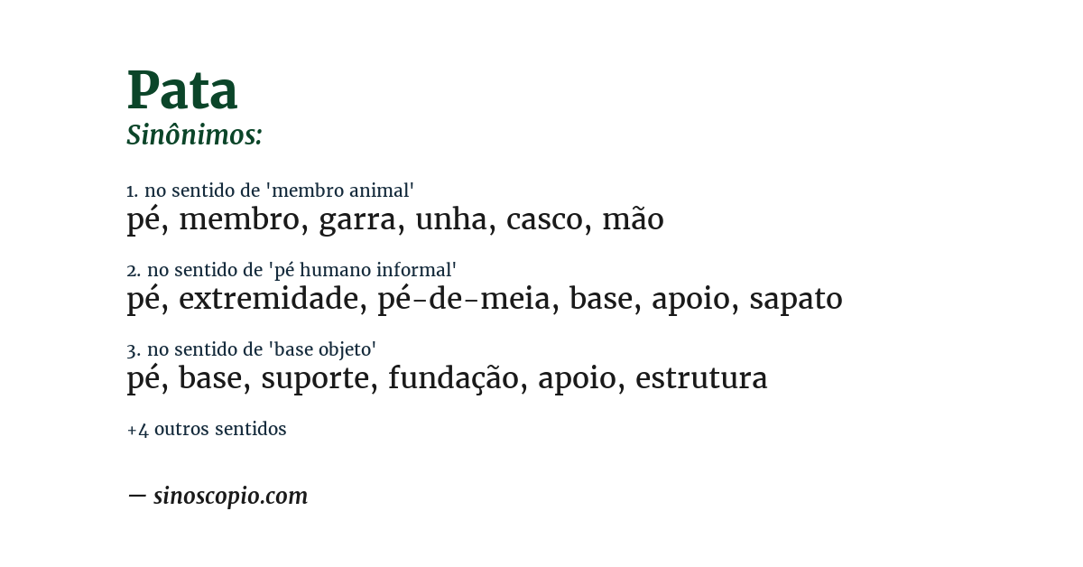 Sinônimo de pata