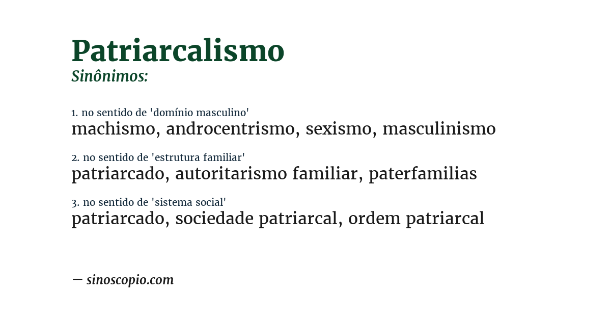 Sinônimo de patriarcalismo