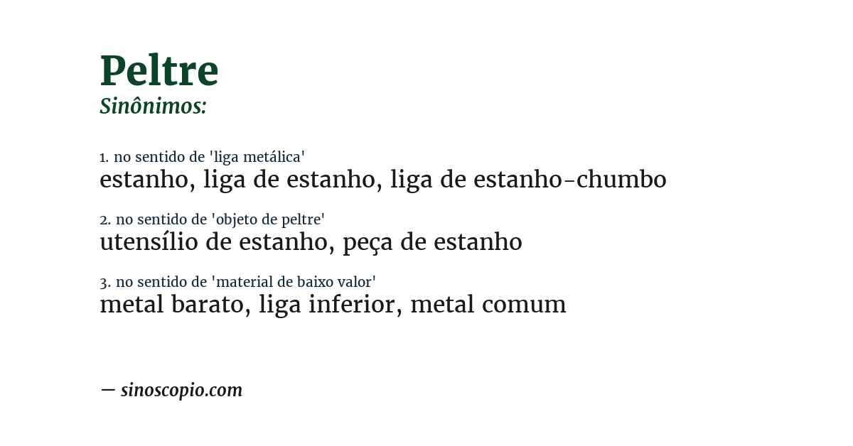 Sinônimo de peltre