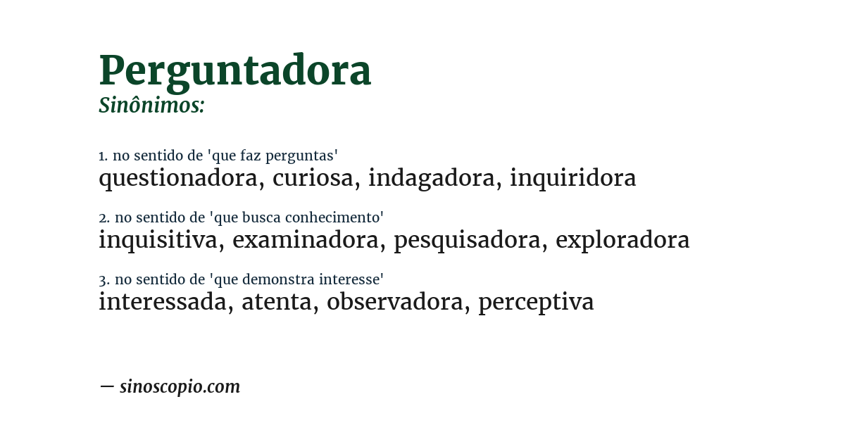 Sinônimo de perguntadora