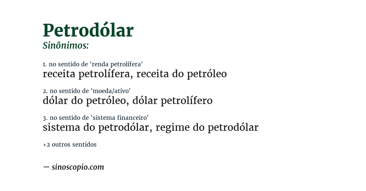 Sinônimo de petrodólar