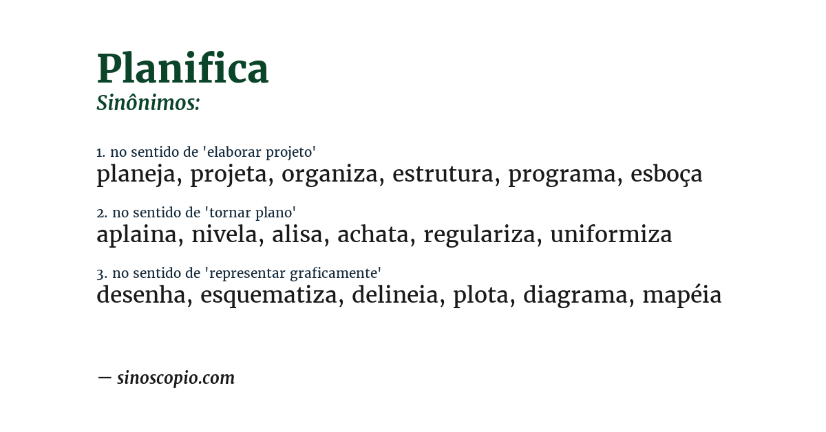 Sinônimo de planifica