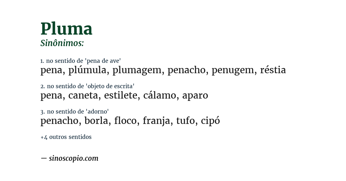 Sinônimo de pluma