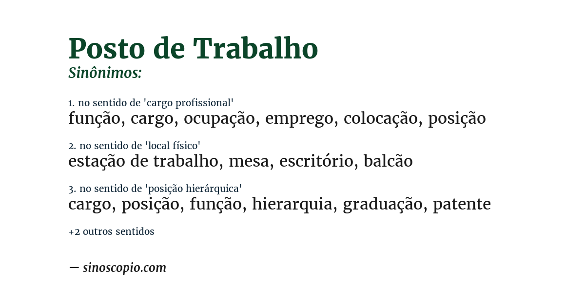 Sinônimo de posto de trabalho