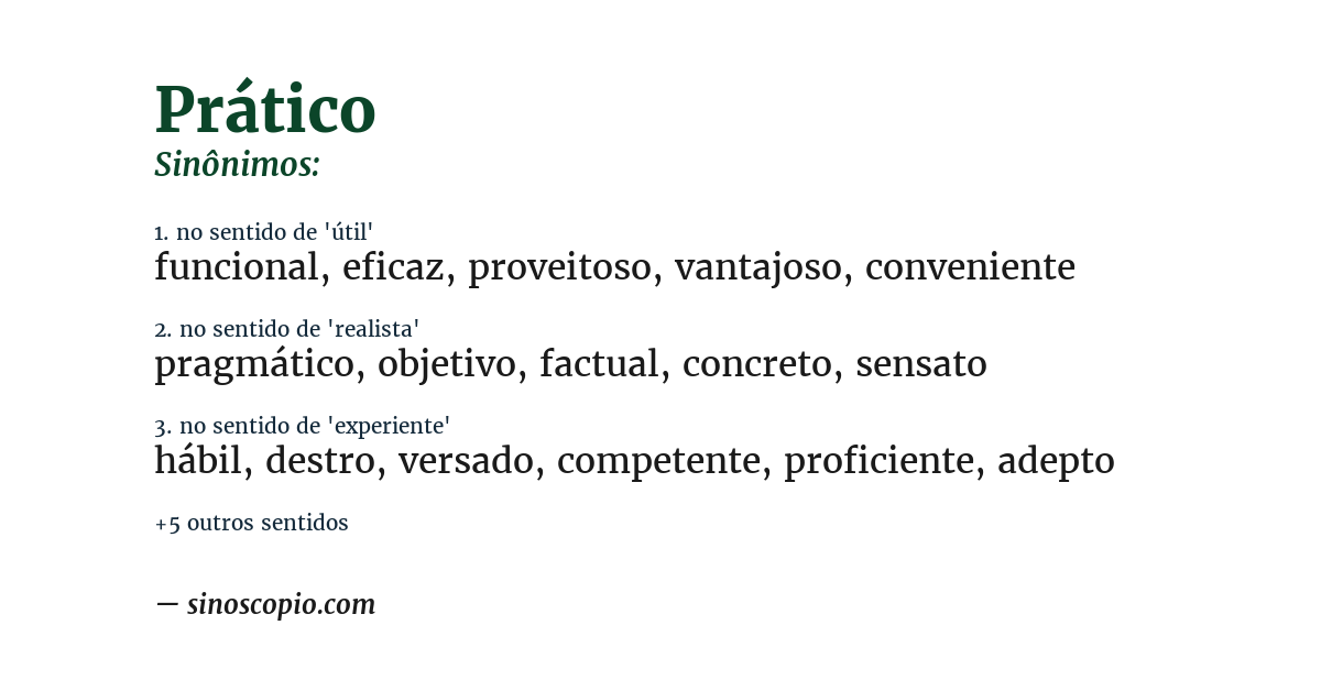 Sinônimo de prático
