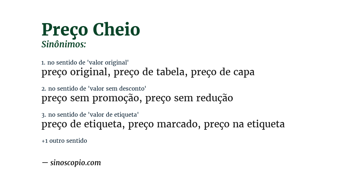Sinônimo de preço cheio