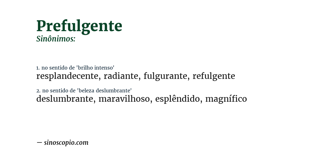Sinônimo de prefulgente