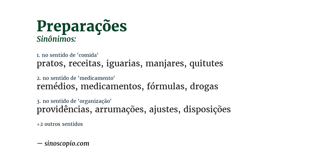Sinônimo de preparações