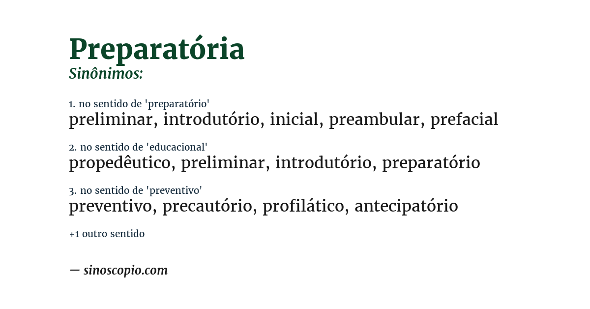 Sinônimo de preparatória