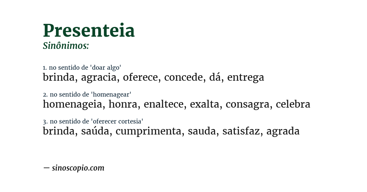 Sinônimo de presenteia