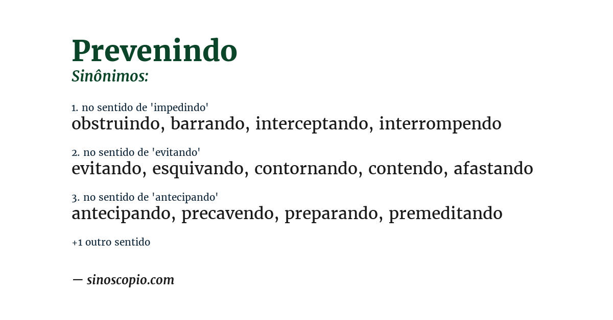 Sinônimo de prevenindo