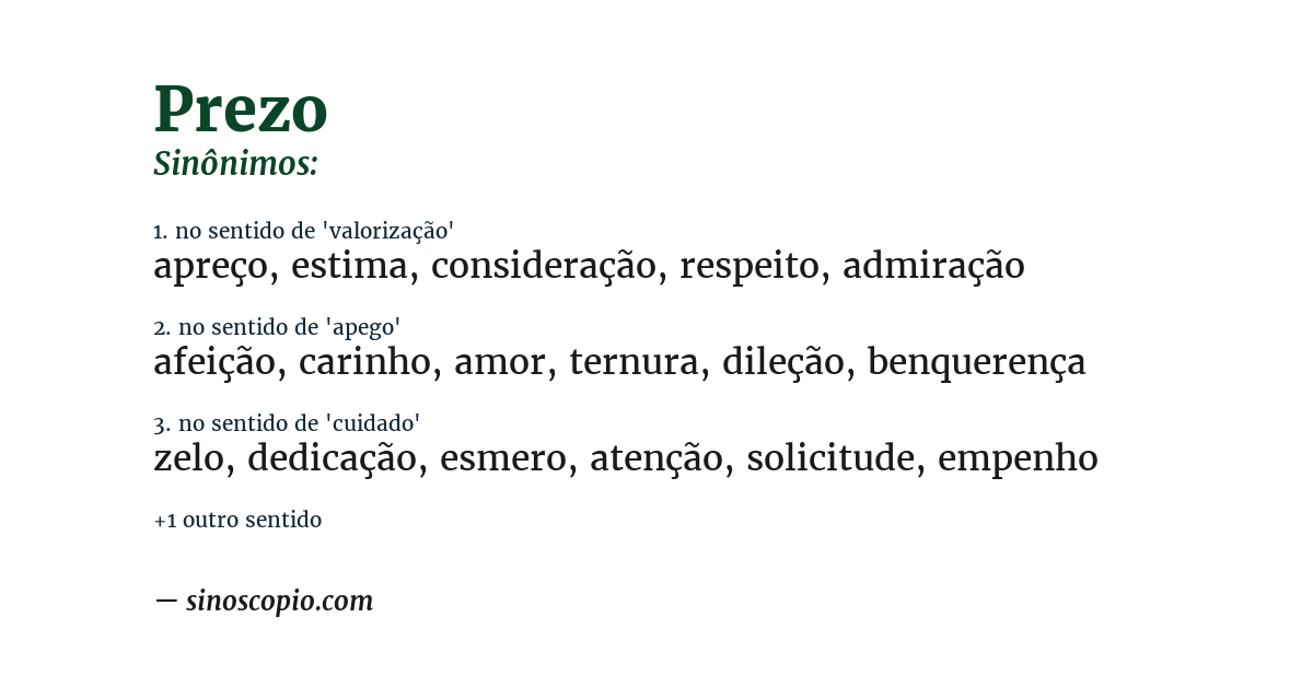 Sinônimo de prezo