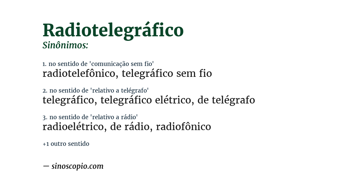 Sinônimo de radiotelegráfico