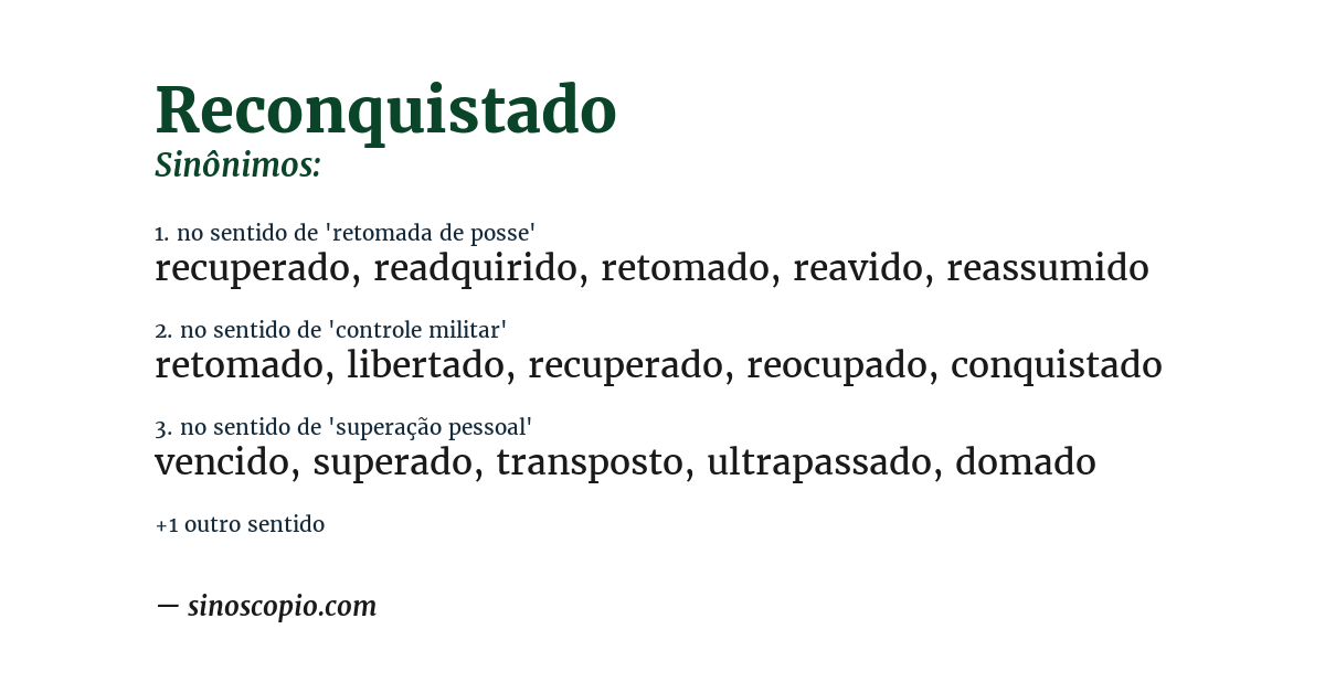 Sinônimo de reconquistado