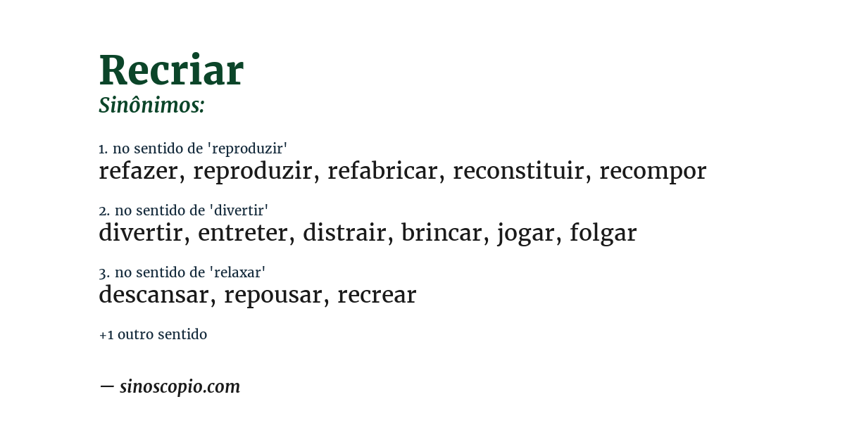 Sinônimo de recriar