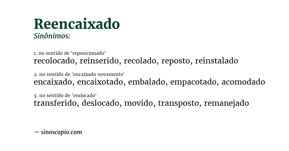 Sinônimo de reencaixado