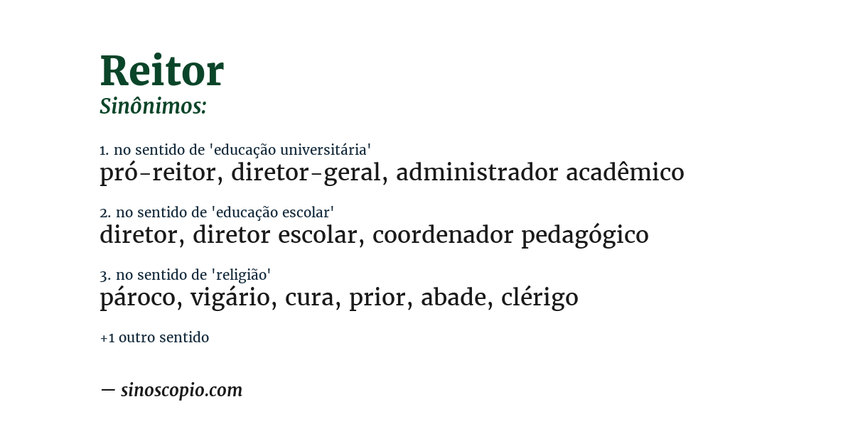 Sinônimo de reitor