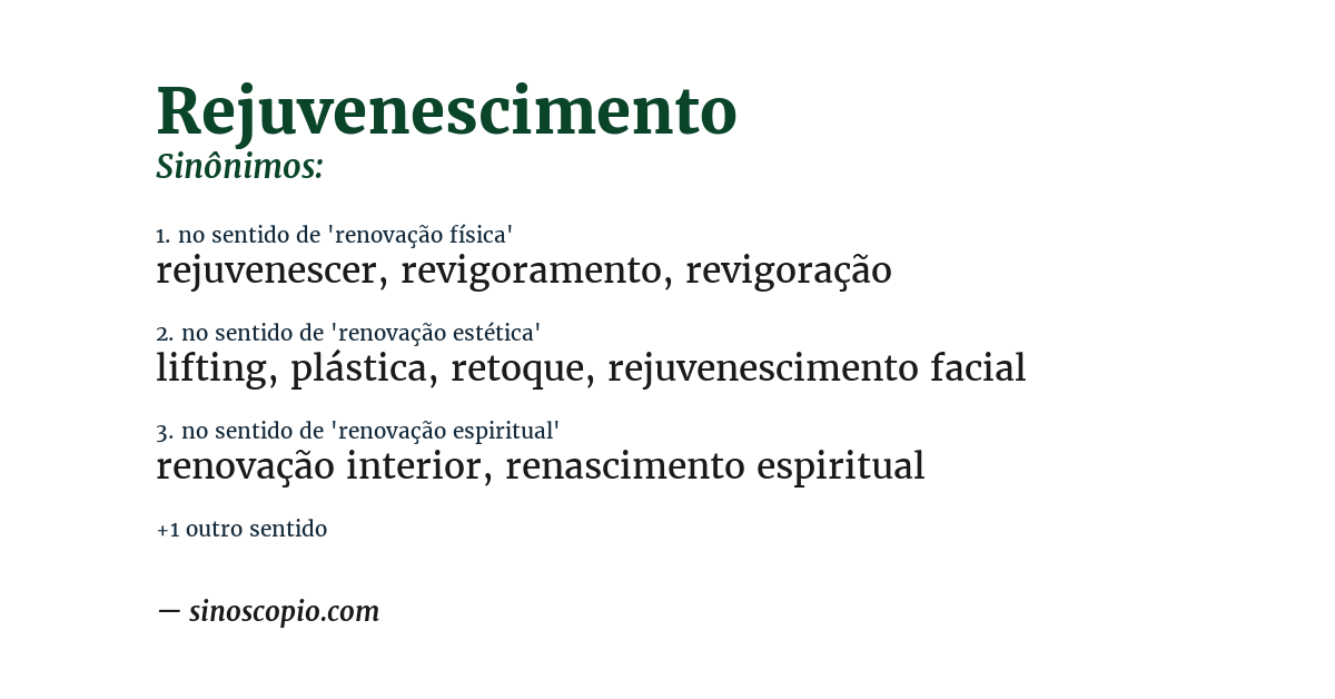 Sinônimo de rejuvenescimento