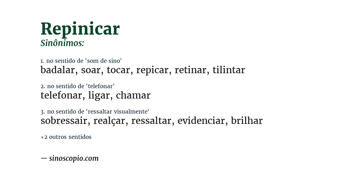 Sinônimo de repinicar
