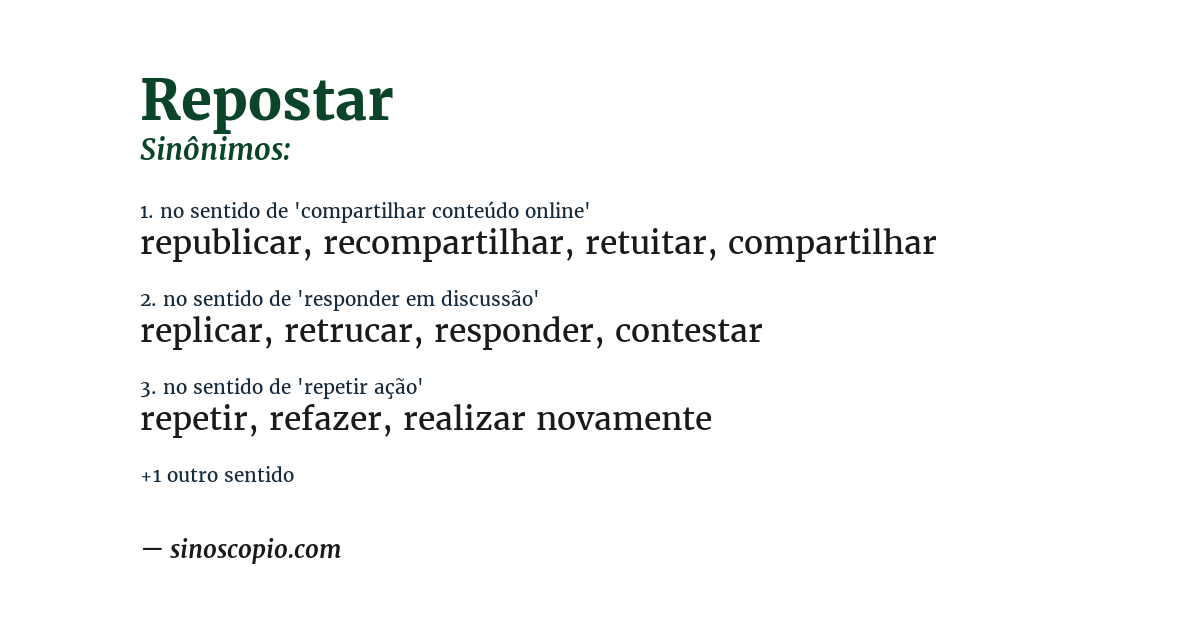 Sinônimo de repostar